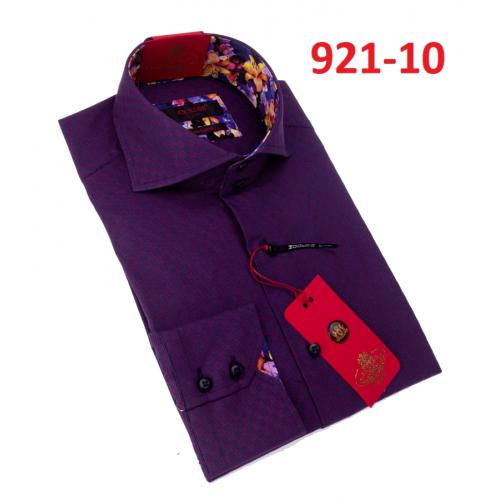 Axxess Purple Cotton Modern Fit Dress Shirt With Button Cuff 921-10.
