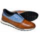 Duca "Imola" Cognac / Light Blue Alligator Embossed Calfskin Slip-On Sneakers