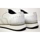 Duca "Barletta" White Alligator Print Italian Calfskin Bubble Soled Sneakers