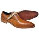Duca 2030 Cognac / Bone Italian Calfskin Criss-Cross Double Monk Strap Shoes