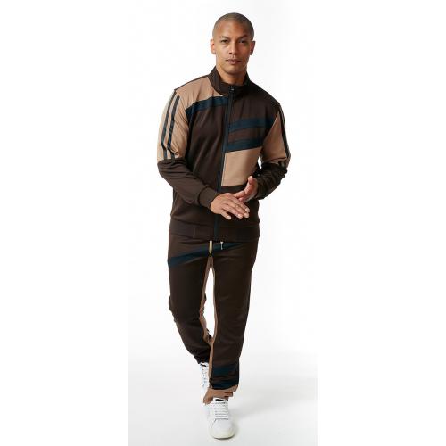 Stacy Adams Brown / Camel / Black Cotton Modern Fit Tracksuit Outfit 2571