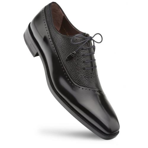 Mezlan "Postdam" Black Genuine Deerskin / Calfskin Oxford Shoes 16409
