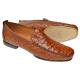 Mezlan "Rollini" Brandy Burnished Ostrich Quill Moc Toe Moccasin Loafers 1856-S