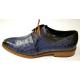 Mezlan "Tillson" Jean Blue All-Over Genuine Ostrich Quill Derby Shoes 4732-S