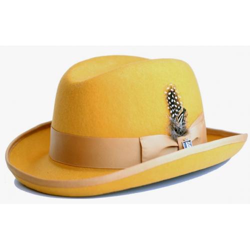 Bruno Capelo Gold Australian Wool Godfather Dress Hat GF-114