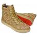 Fiesso Metallic Gold Glitter / Spiked PU Leather High Top Sneakers FI2409