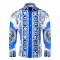 Barabas Royal Blue / Silver / Black Satin Medusa Design Long Sleeve Shirt VS05