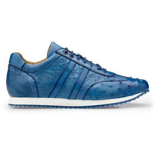 Belvedere "Parker" Royal Blue Genuine Ostrich Casual Sneakers 6004.