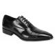 Antonio Cerrelli Black Eel Print Vegan Leather Cap Toe Oxford Shoes 6936
