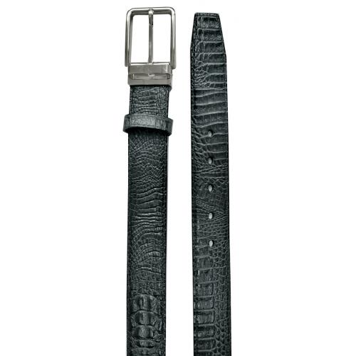 Serpi Grey Hornback Alligator Embossed Genuine Leather Belt B15