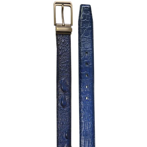 Serpi Royal Blue Hornback Alligator Embossed Genuine Leather Belt B15