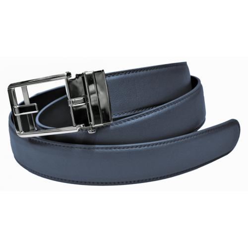 Serpi Navy Blue Genuine European Calfskin Leather Adjustable Track Belt R1