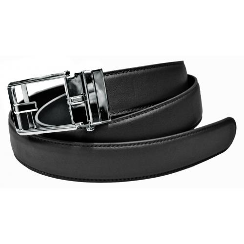 Serpi Black Genuine European Calfskin Leather Adjustable Track Belt R1