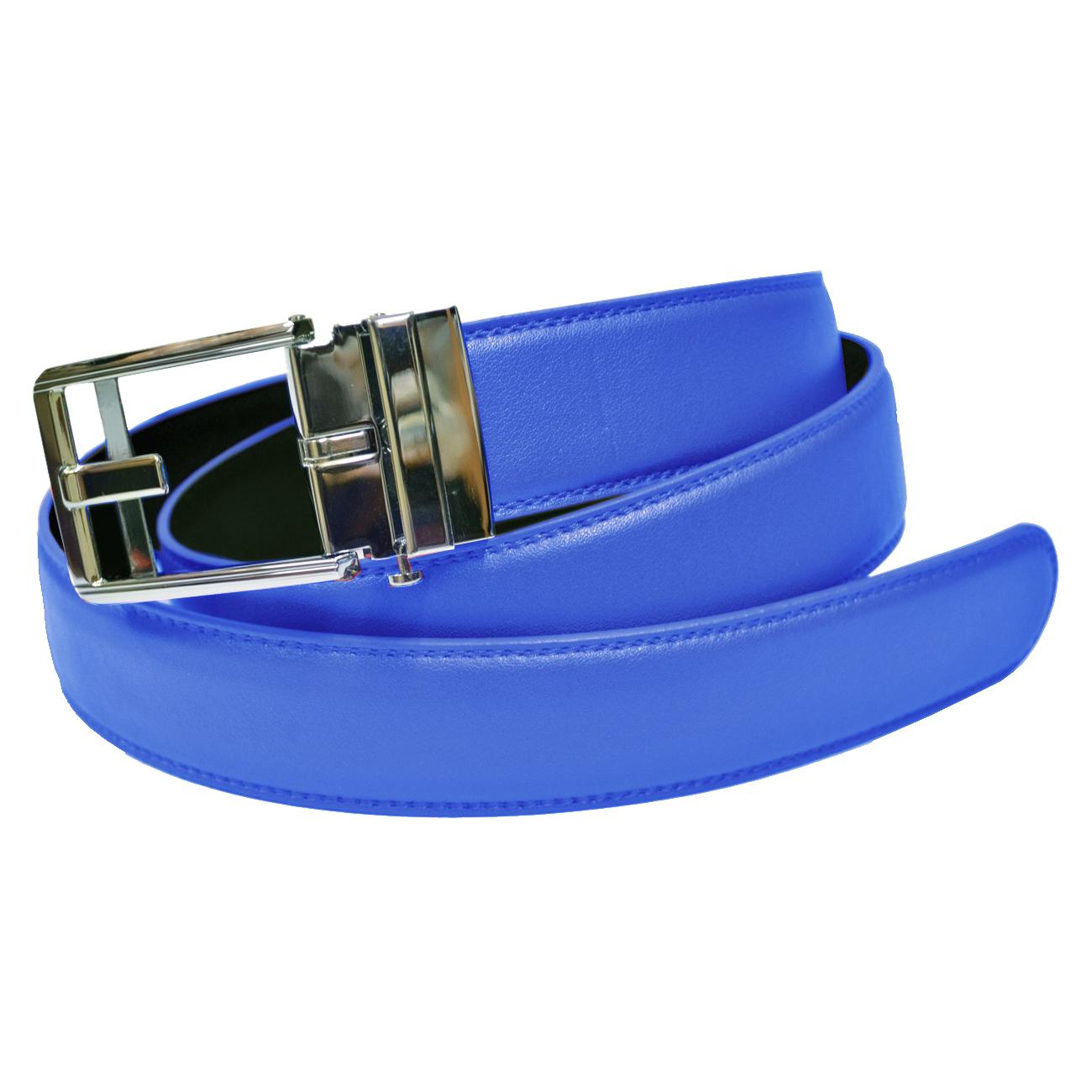 New faux leather Men's Belt Adjustable strap Royal blue with Silver buckle 