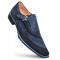 Mezlan "S109" Blue Genuine Suede Leather Monk-Strap Loafer Shoes.