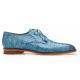 Belvedere "Umberto" Antique Blue Jean Exotic Genuine Crocodile Derby Oxford Shoes.