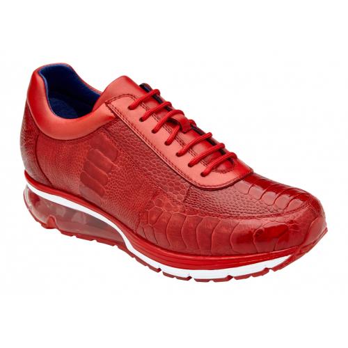Belvedere "Todd" Red Genuine Ostrich Casual Sneakers.