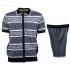 Prestige Black / White Knitted Multi Pattern Zip-Up Short Set Outfit CKJ-140