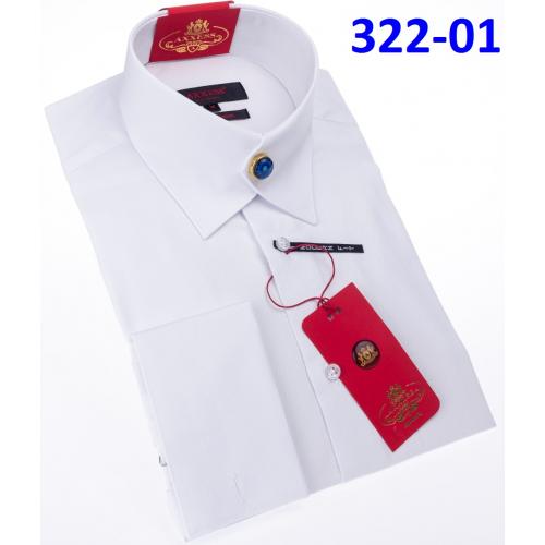 Axxess White Cotton Modern Fit Dress Shirt With Button Cuff 322-01.