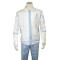 Cigar White / Light Blue Linen / Cotton Modern Fit Zip-Up Jacket Outfit BRX-457