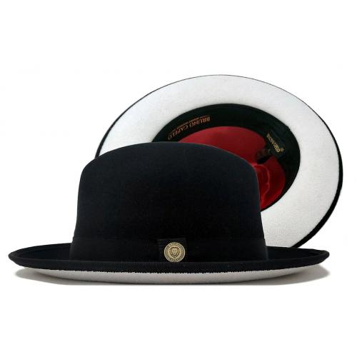 Bruno Capelo Black / White Bottom Australian Wool Fedora Dress Hat PR-321