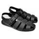 Faranzi Black Vegan Leather Dress Casual Fisherman Sandals FR421408