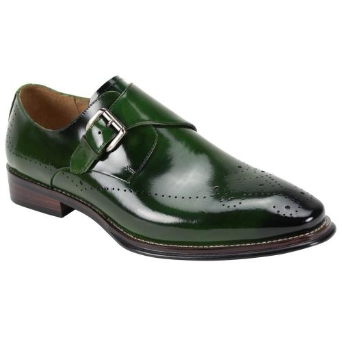 Giovanni "Jeffery" Green Genuine Calfskin Monk Strap Slip-On Shoes.