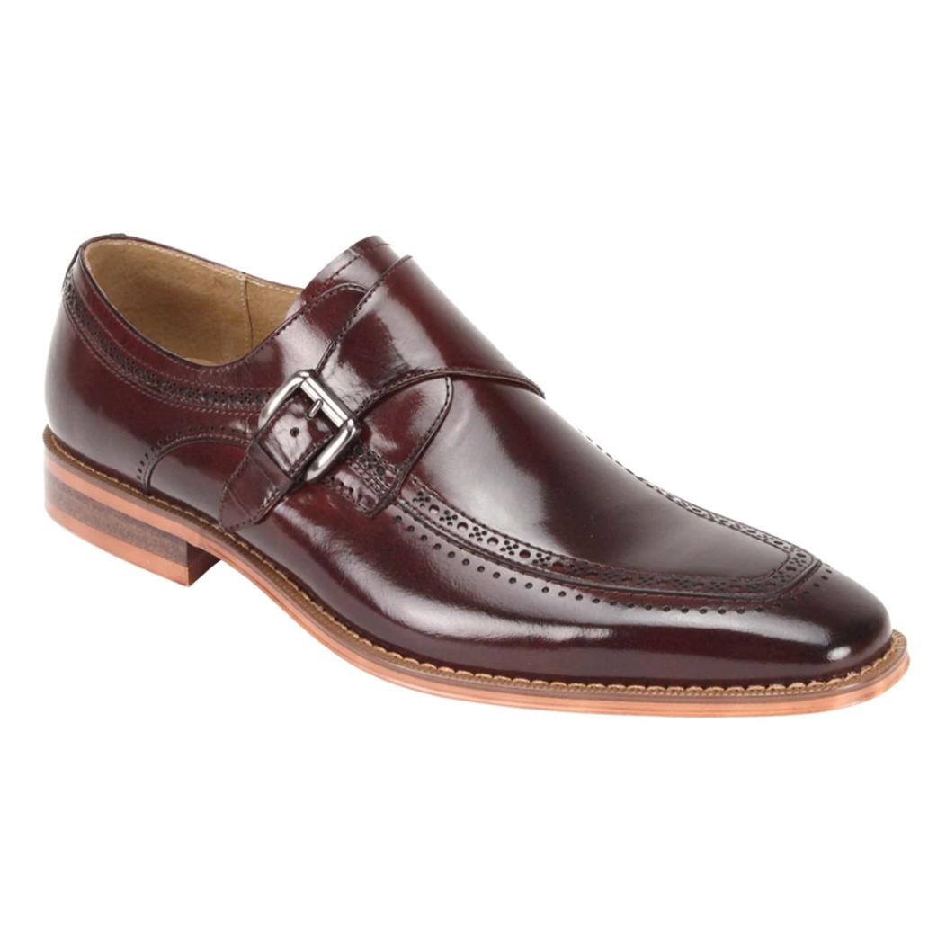 Giovanni Lambert Burgundy Genuine Calfskin Monk Strap Slip-On Shoes ...