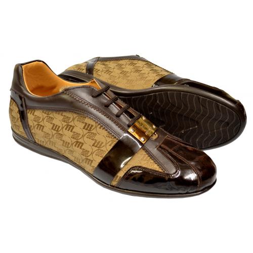 Mauri 8665 Chocolate Brown / Tan Crocodile / Patent Leather / Mauri Fabric Sneakers
