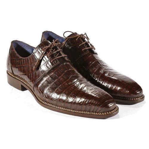 Mezlan Brown All-Over Genuine Crocodile Derby Shoes 4836-F