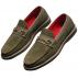 Tayno "Drive" Olive Green Vegan Suede Moc Toe Bit Strap Loafers