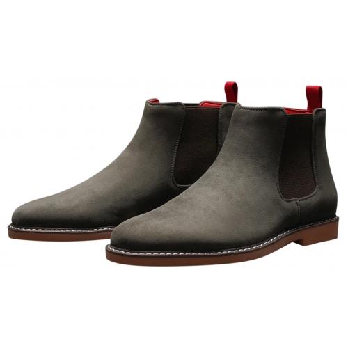 Tayno "Beatle" Charcoal Grey Vegan Suede Casual Chelsea Boots