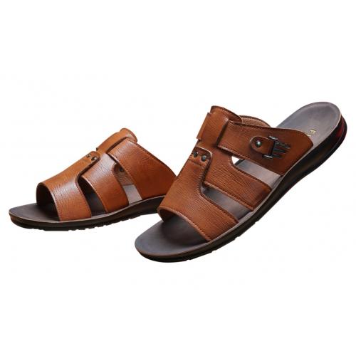 FFL Cognac Vegan Leather Slide Sandals JK-06