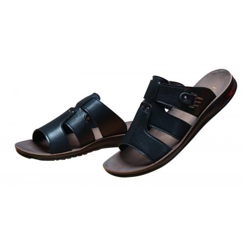 FFL Black Vegan Leather Slide Sandals JK-06
