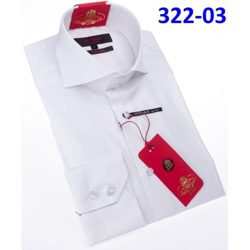 Axxess White Cotton Modern Fit Dress Shirt With Button Cuff 322-03.