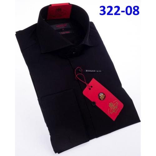 Axxess Black Cotton Modern Fit Dress Shirt With Button Cuff 322-08.