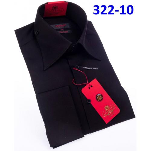 Axxess Black Cotton Modern Fit Dress Shirt With Button Cuff 322-10.