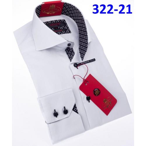 Axxess White / Black Cotton Modern Fit Dress Shirt With Button Cuff 322-21.