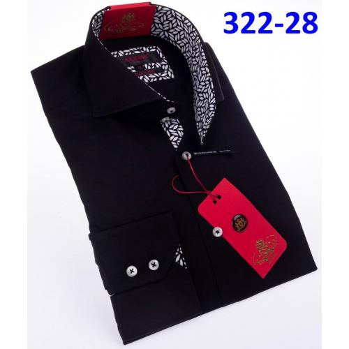 Axxess Black Cotton Modern Fit Dress Shirt With Button Cuff 322-28.