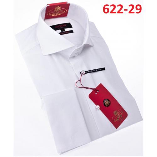 Axxess White Cotton Modern Fit Dress Shirt With Button Cuff 622-29.