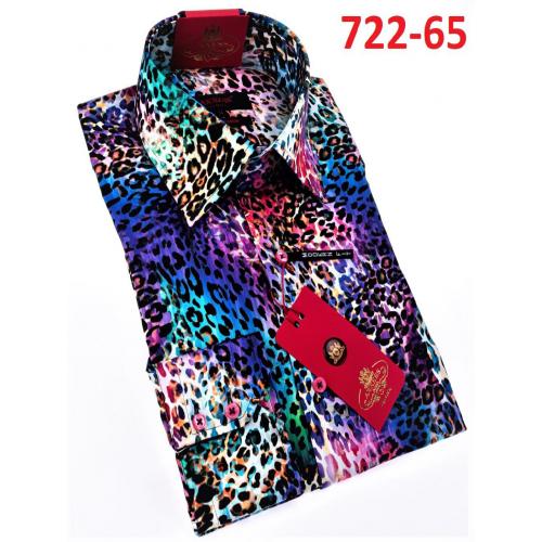 Axxess Multicolor leopard Design Cotton Modern Fit Dress Shirt With Button Cuff 722-65.