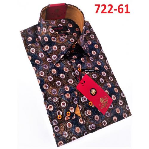 Axxess Multicolor Circle Design Cotton Modern Fit Dress Shirt With Button Cuff 722-61.