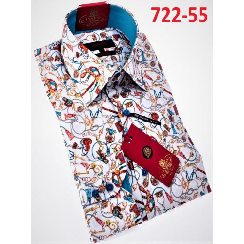 Axxess Multicolor Medusa Design Cotton Modern Fit Dress Shirt With Button Cuff 722-55.