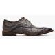 Stacy Adams "Fanelli" Grey Burnished Leather Ostrich Print Derby Shoes 25536-020