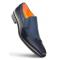 Mezlan "S20466" Blue Genuine Calf-Skin Leather / Deerskin Hand-Stained Venetian Slip-On Dress Shoes.