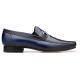 Belvedere "Bruno" Navy Genuine Ostrich Leg and Italian Calf Dress Loafer Shoes.