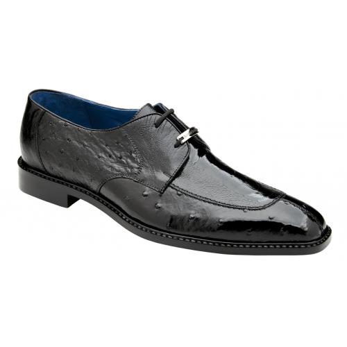 Belvedere "Bolero" Black Genuine Quill Ostrich Dress Shoes.