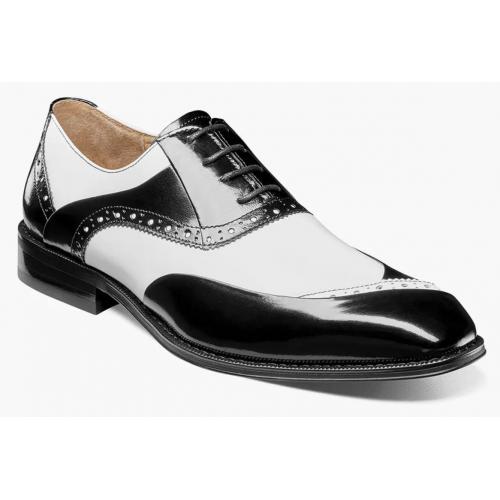 Stacy Adams "Gillam" Black / White Leather Brogue Oxford Shoes 25542-111