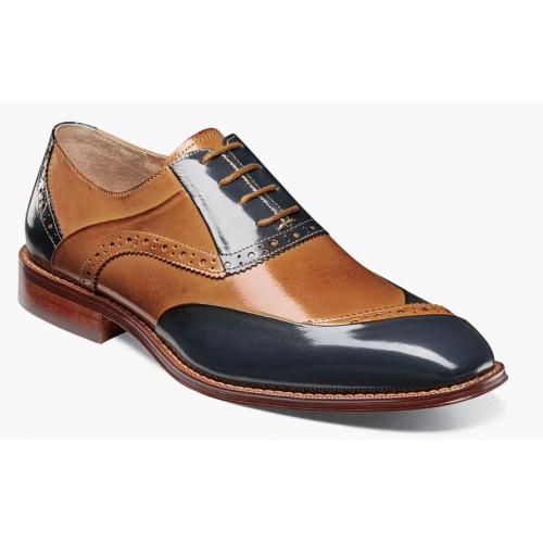 Stacy Adams "Gillam" Navy / Whisky Leather Brogue Oxford Shoes 25542-492