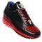 Belvedere "Flash " Black / Red Genuine Ostrich / Soft Italian Calf Skin Sneakers E01.